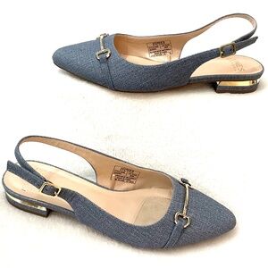 Denim Blue Jones New York Quaden Pointed Low Heel Pointed Toe Slingback Sz 9W